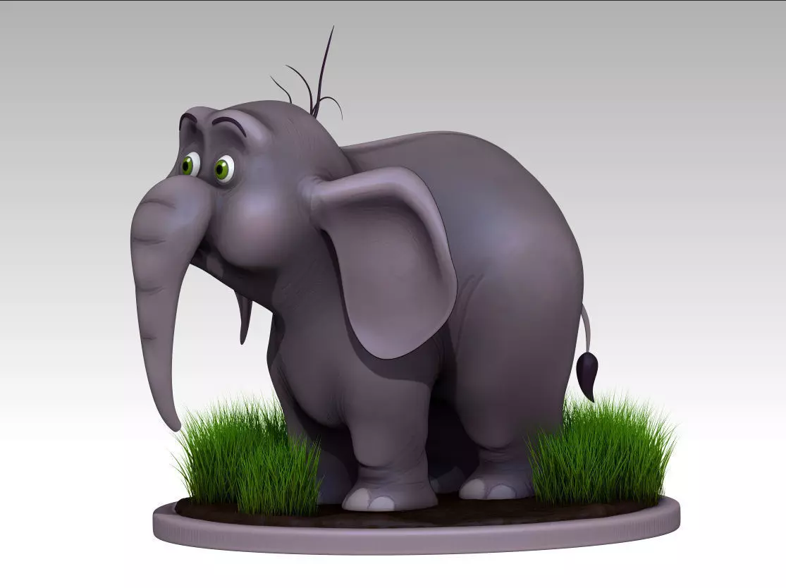 Elephant cartoon 3D model_0