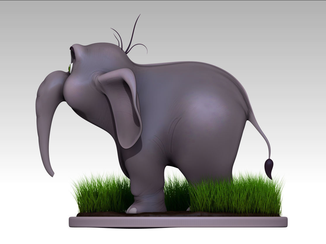 Elephant cartoon 3D model_3