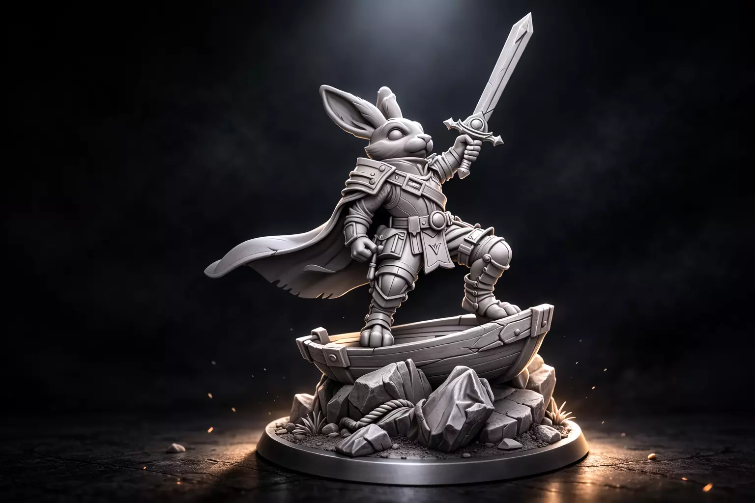 Easter Bunny Knight Rabbit Warrior with Sword Fantasy Easter 3D print model