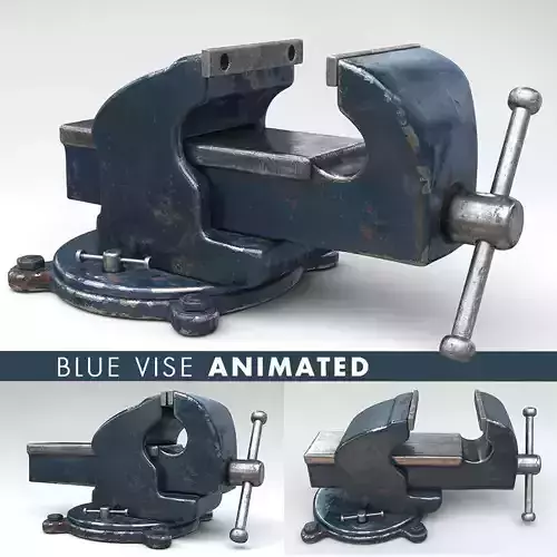 VISE BLUE ANIMATED Low-poly 3D model