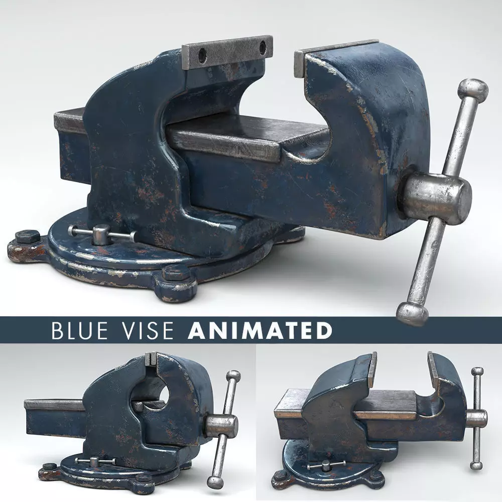 VISE BLUE ANIMATED Low-poly 3D model