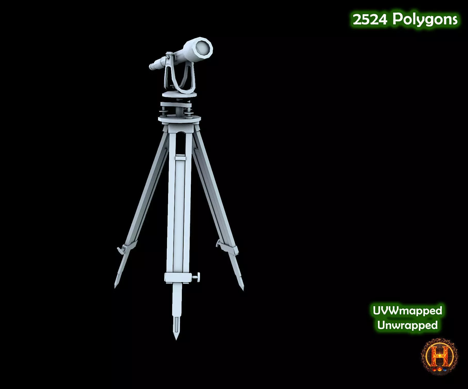 Gyrotheodolite - Telescope Low-poly 3D model