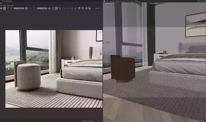 Cozy Modern Master Bedroom Interior C4D  Redshift 3D model 6