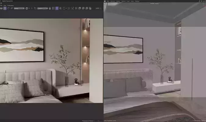 Cozy Modern Master Bedroom Interior C4D  Redshift 3D model 5