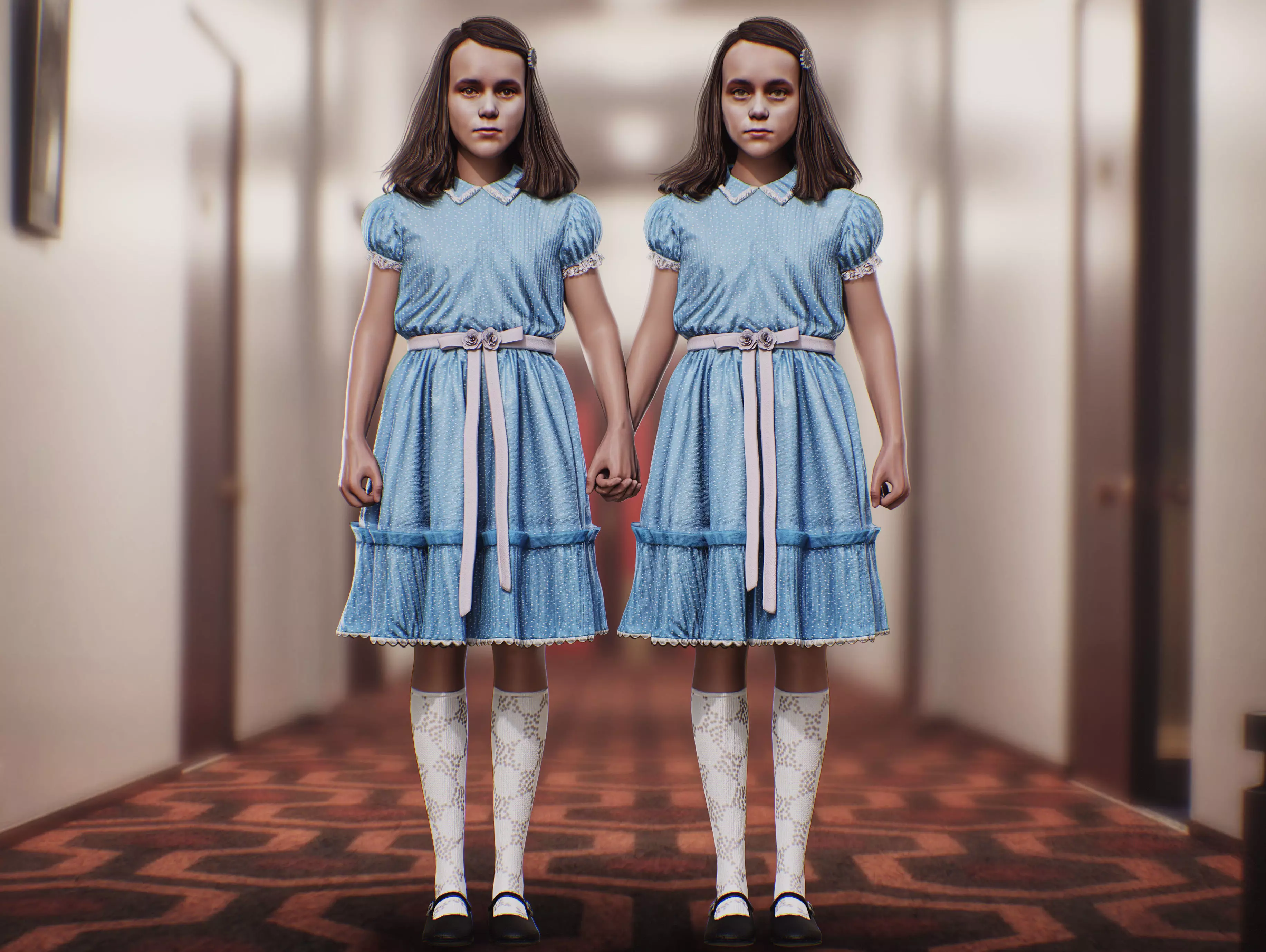 Twin Sisters from The Shining Low-poly 3D model