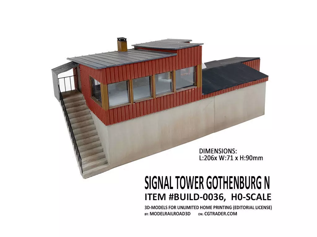 BUILD-0036 SJ Signal tower Gothenburg North in H0-scale 3D print model