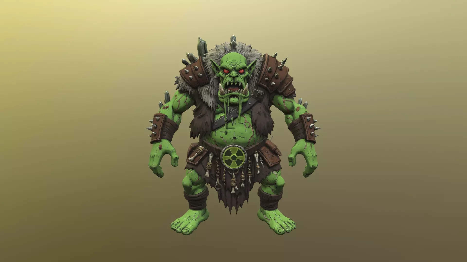 Low Poly Stylized Radioactive Orc Warlord - PBR Low-poly 3D model
