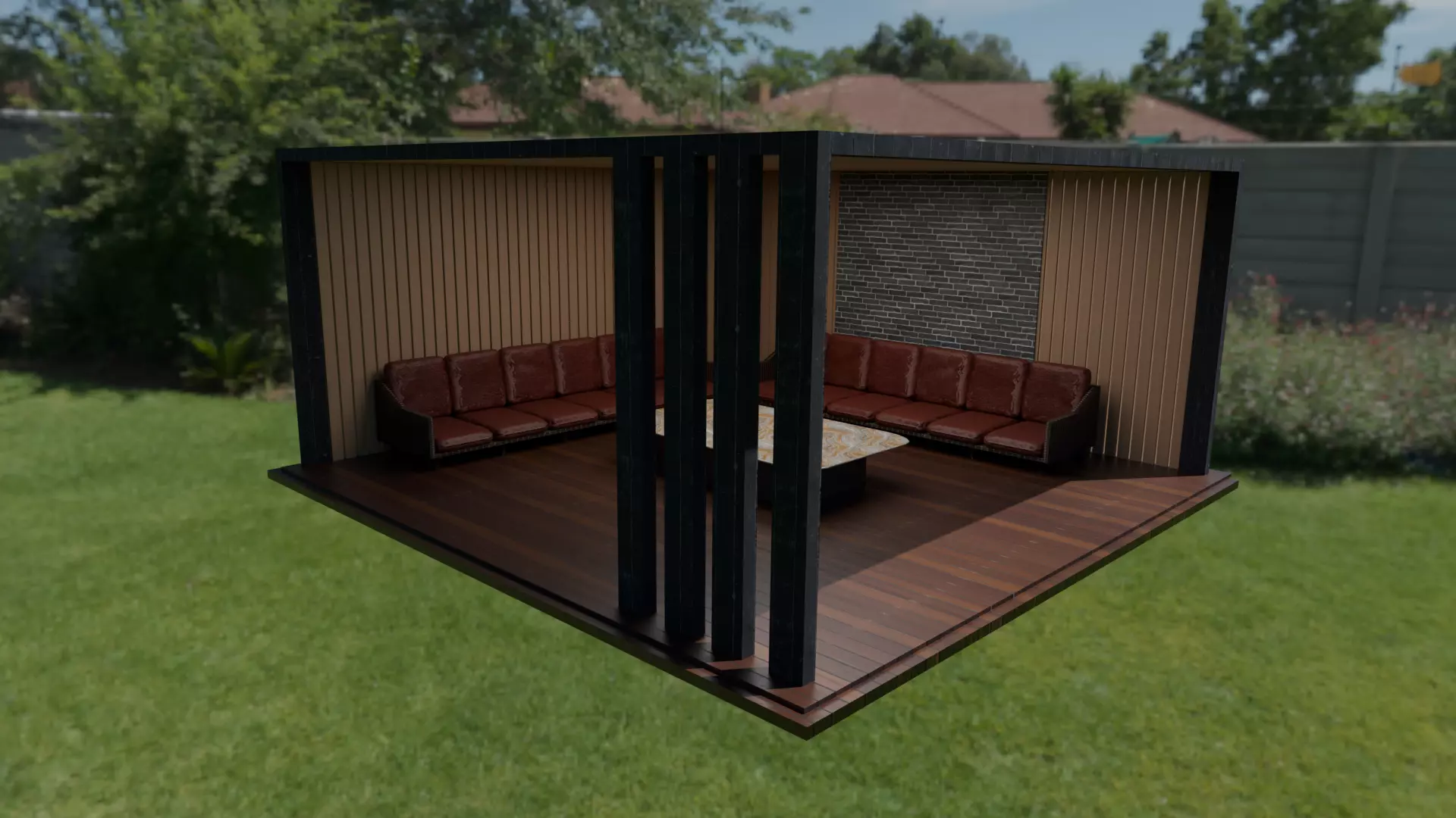 Modern Outdoor Pavilion with Asset 3D model