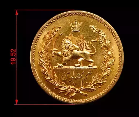 Printable Half Pahlavi Coin for Pendant and ring and earring 