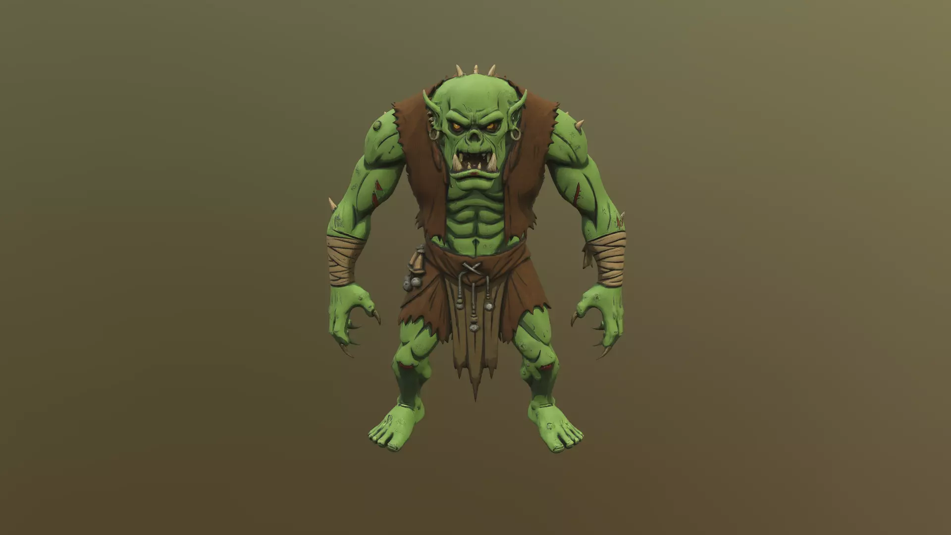 Low Poly Stylized Savage Orc Marauder - PBR Low-poly 3D model
