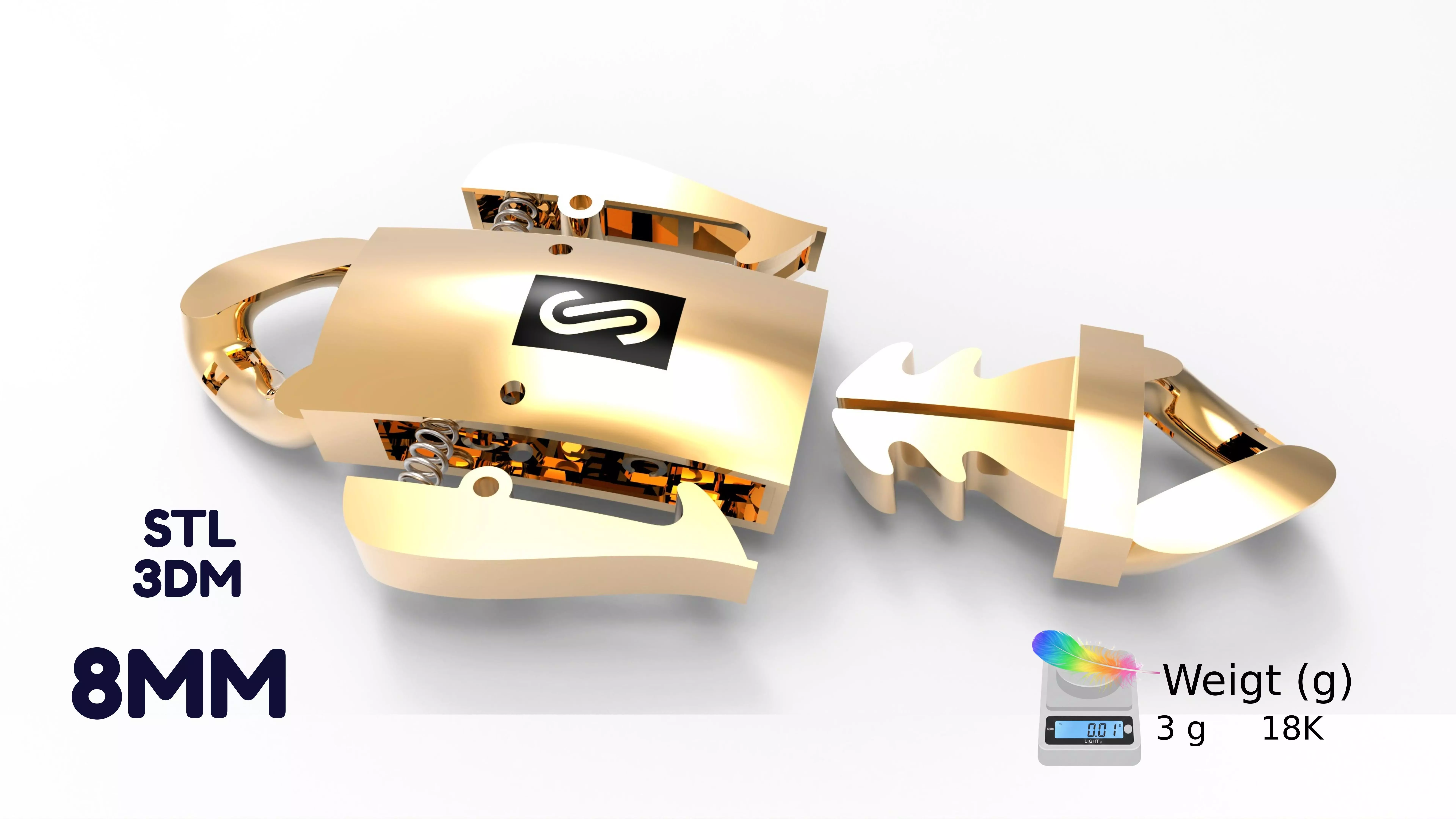 monacochain-lock-bracelet 8MM 3D print model