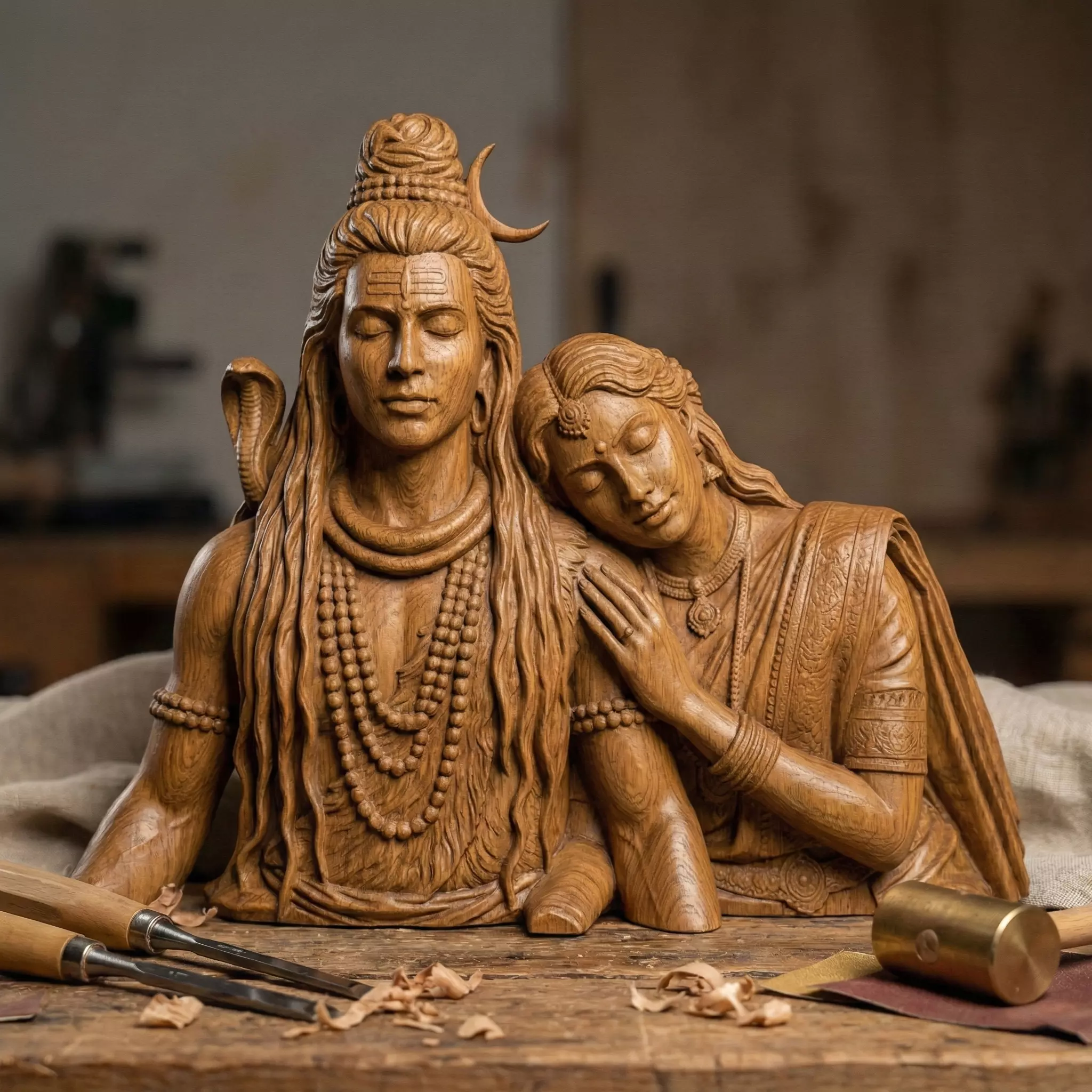 Shiva and Parvati Eternal Love 3D Bas Relief Sculpt 3D print model