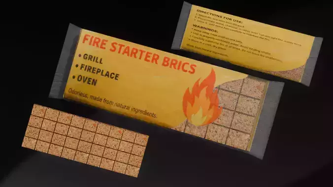 Low Poly Fire Starter Bricks - Game Ready Campfire Fuel Pack
