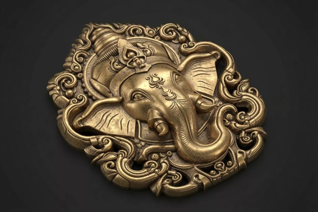 Ganesha Pendant Relief Hindu Symbol 3D print model