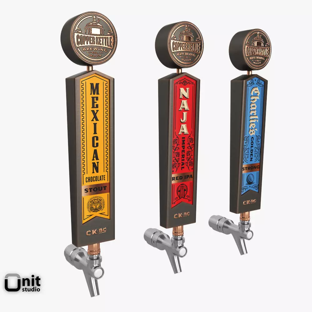 Beer Taps Copper Kettle Brewing 3D model_0
