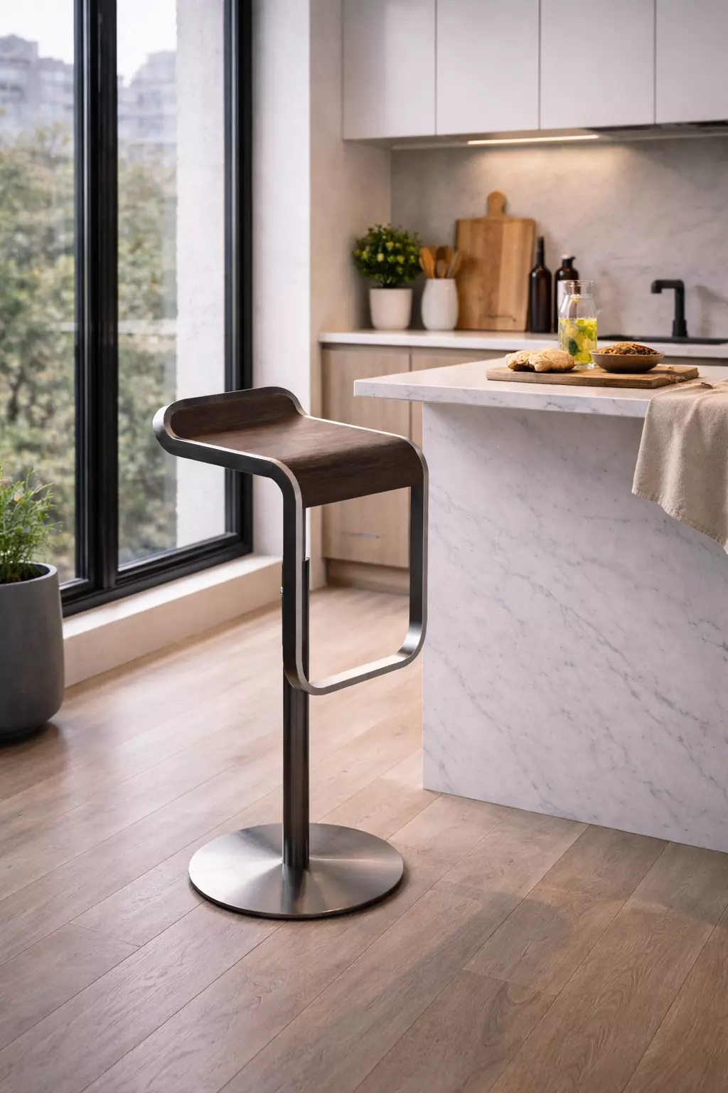 Modern Wood and Metal Bar Stool - MorisonDesign 4K PBR Free low-poly 3D model