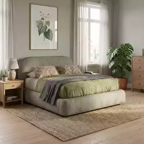 Modern Low-Profile Upholstered Bed