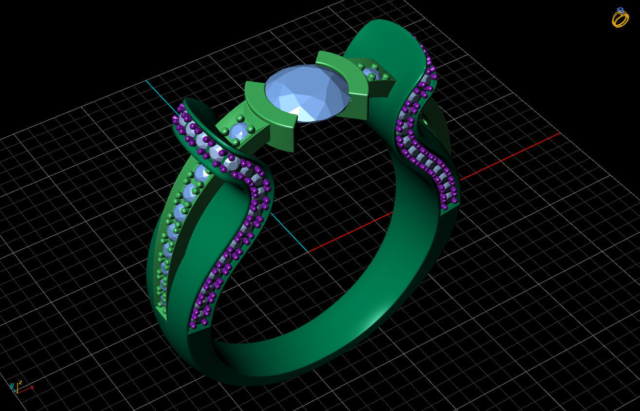 Ring diamond engagement in two tone gold and gold 3D print model_1