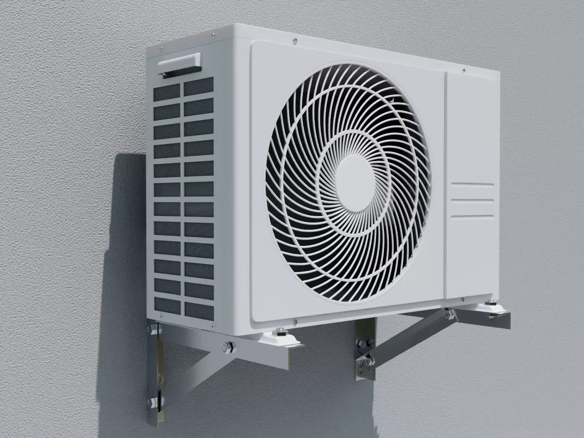 Modern Air Conditioner Outdoor Unit with Wall Bracket 3D model