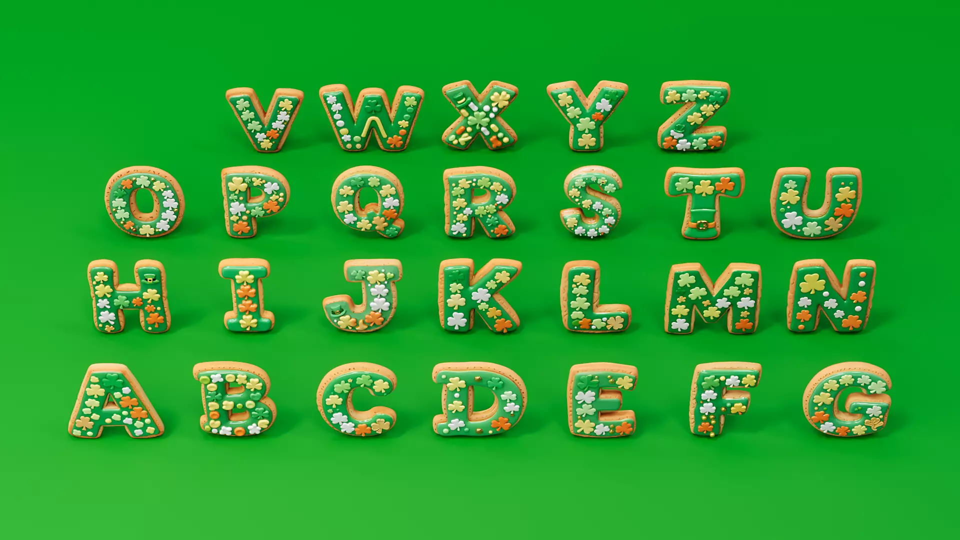 St Patrick Day themed letter 3D model