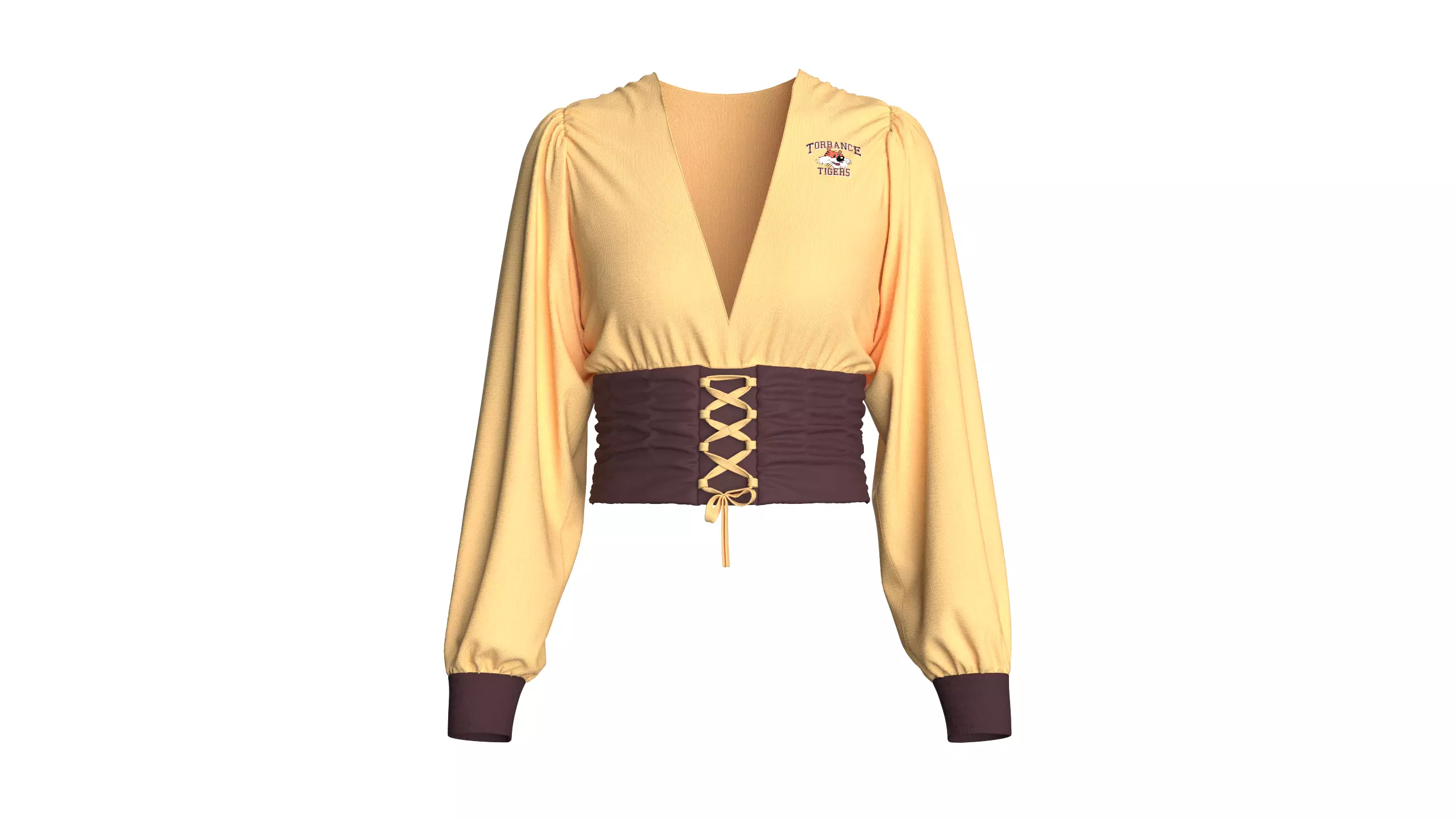 Girls Party Long Sleeve Crop Top 3D model