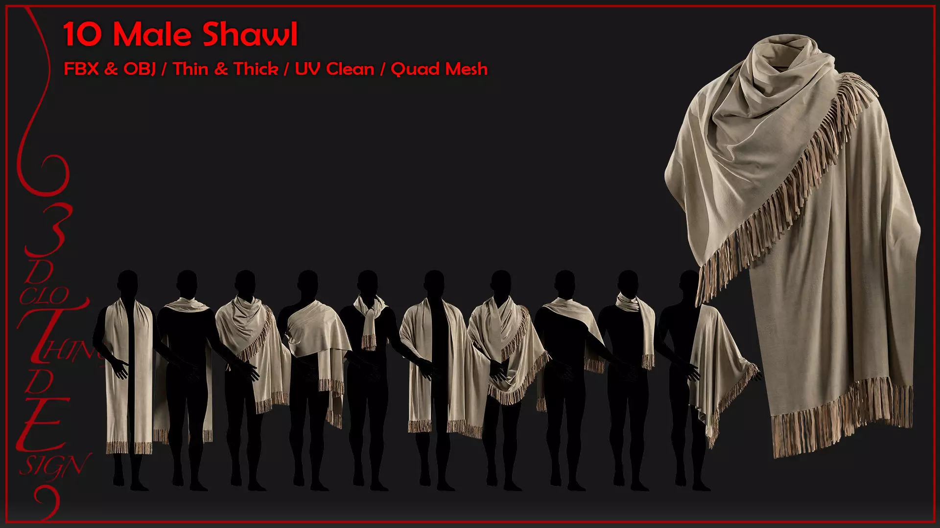 10 male shawl 3D model