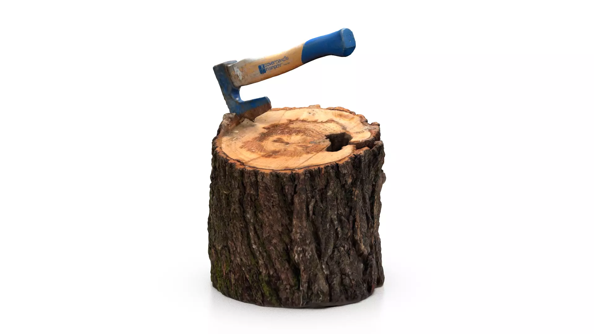 Log with small axe 3D model