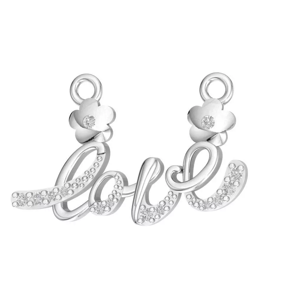 Elegant Love Script Diamond Charm Pendant 190a 3D print model