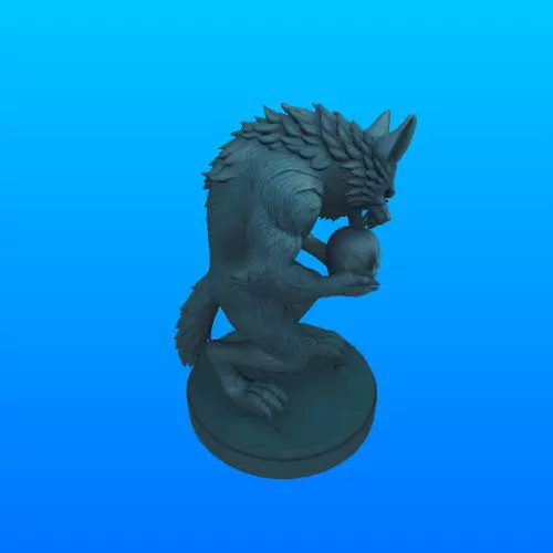 3646 Werewolf Howling with Skull Minimalist Statue STL 3D print model