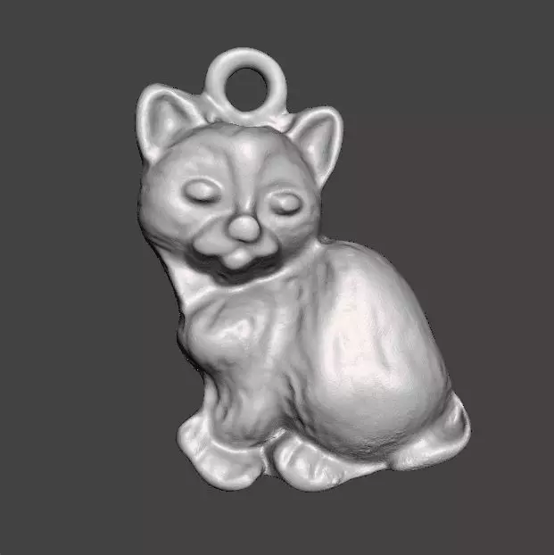 CAT CUTE SILVER PENDANT MODEL FRIENDS GOOD LUCK BFF 3D print model