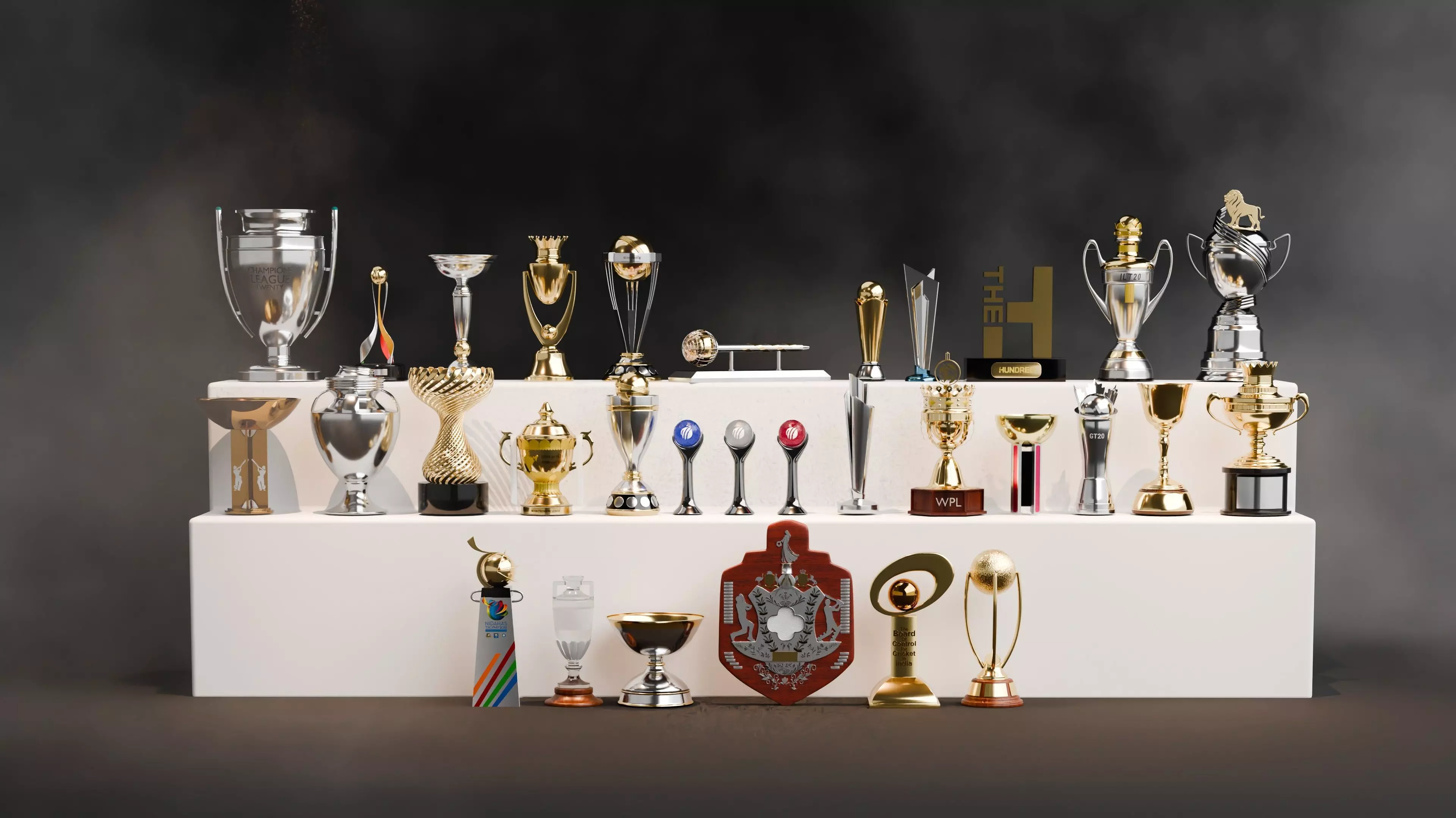 Ultimate Cricket Trophies Collection Low-poly 3D model
