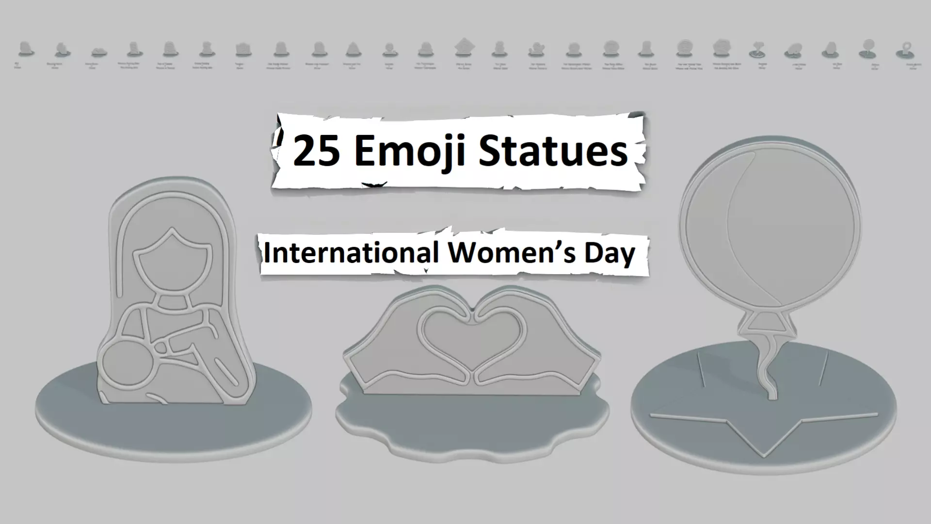 International Womens Day Pack Emoji Statues 3D print model