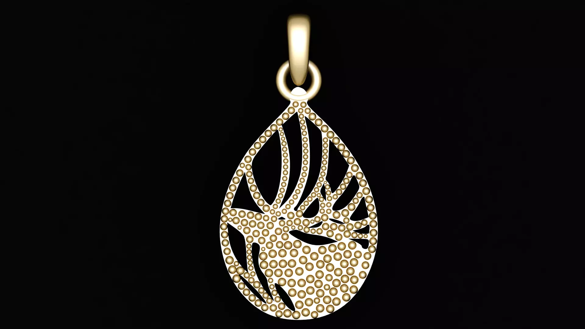Beaded Stag Silhouette Teardrop Pendant 3D print model