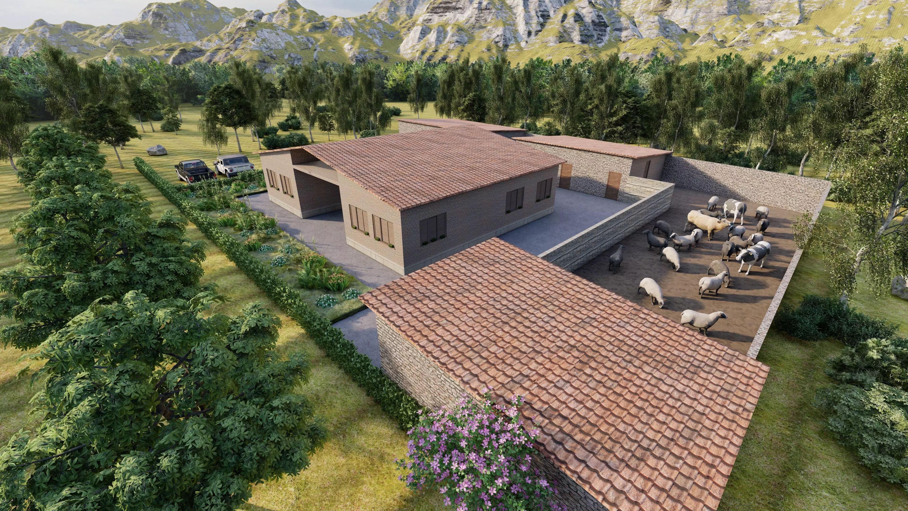 Traditional house-Vilage in forest-old house 3D model