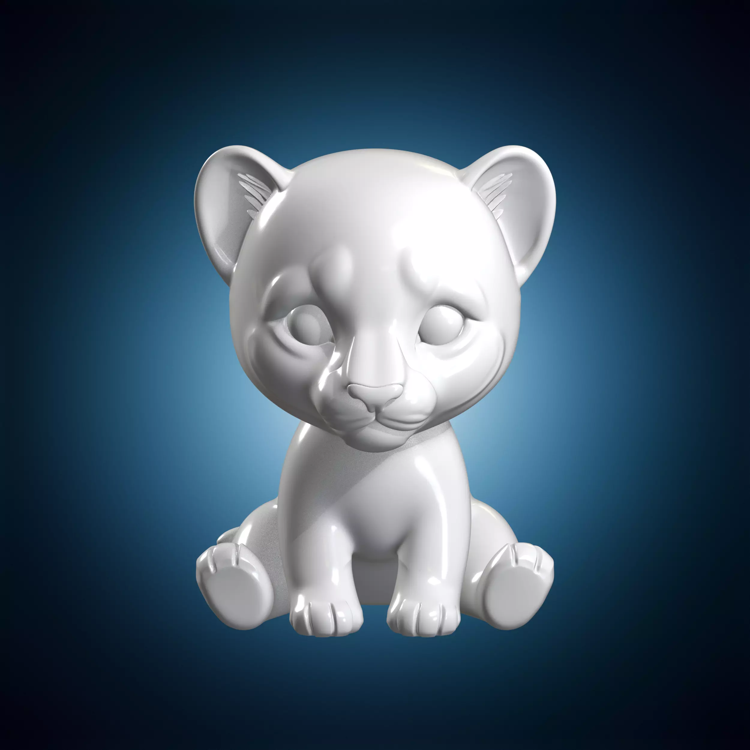 Cute Lion Cub Animal Sculpture 3D print model