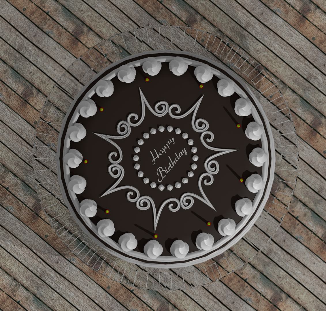 cake and serving platter 3D model_2