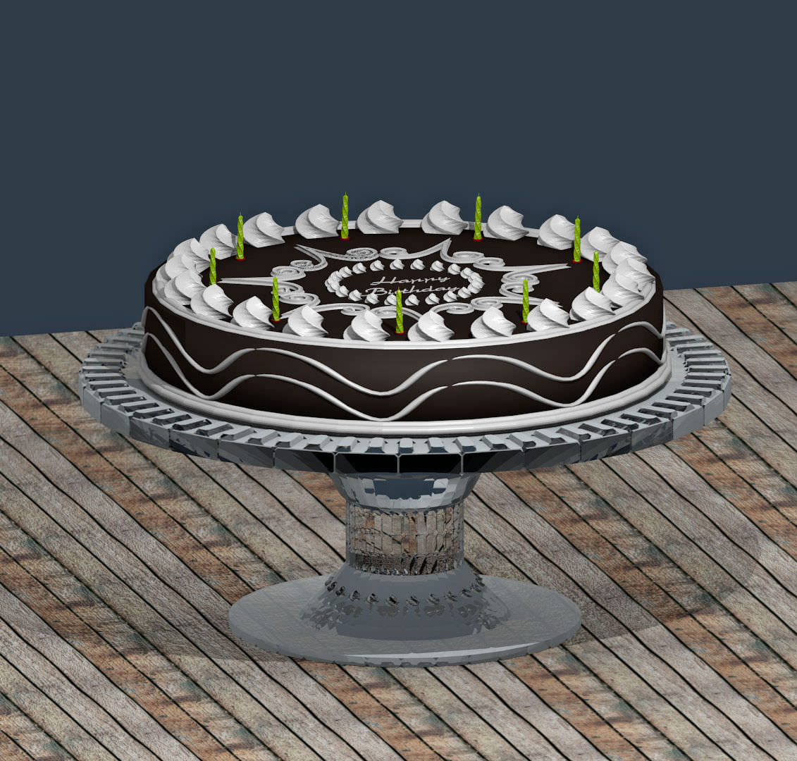 cake and serving platter 3D model_1
