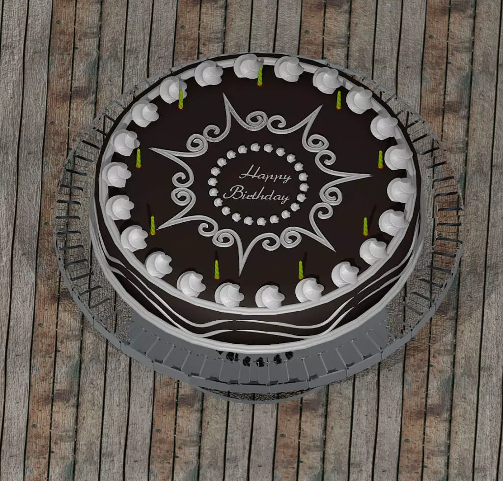 cake and serving platter 3D model_0