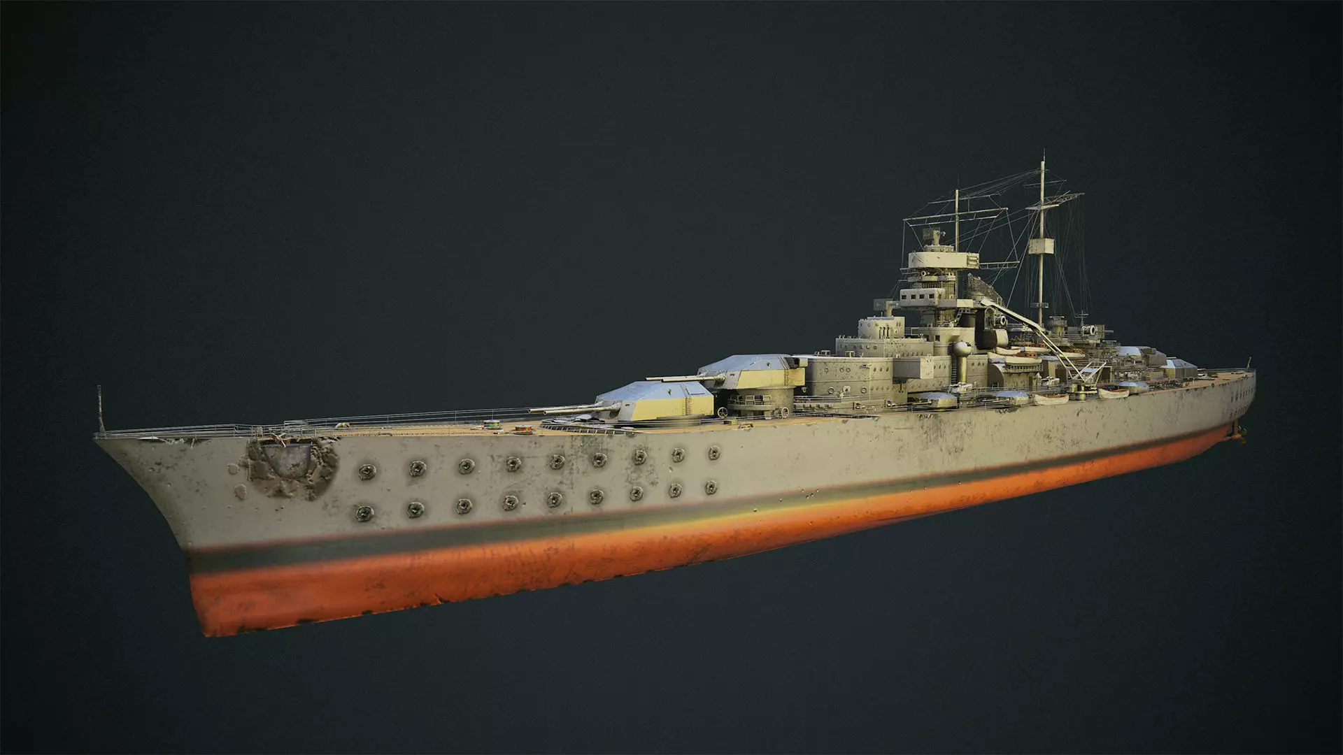 German WW2 Battleship-Bismarck Low-poly 3D model
