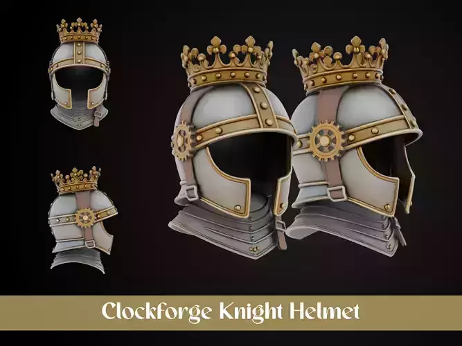 Stylized Steampunk Helmet - Clockforge Knight