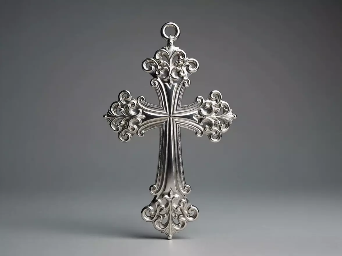Baroque Filigree Cross Pendant No2 3D print model