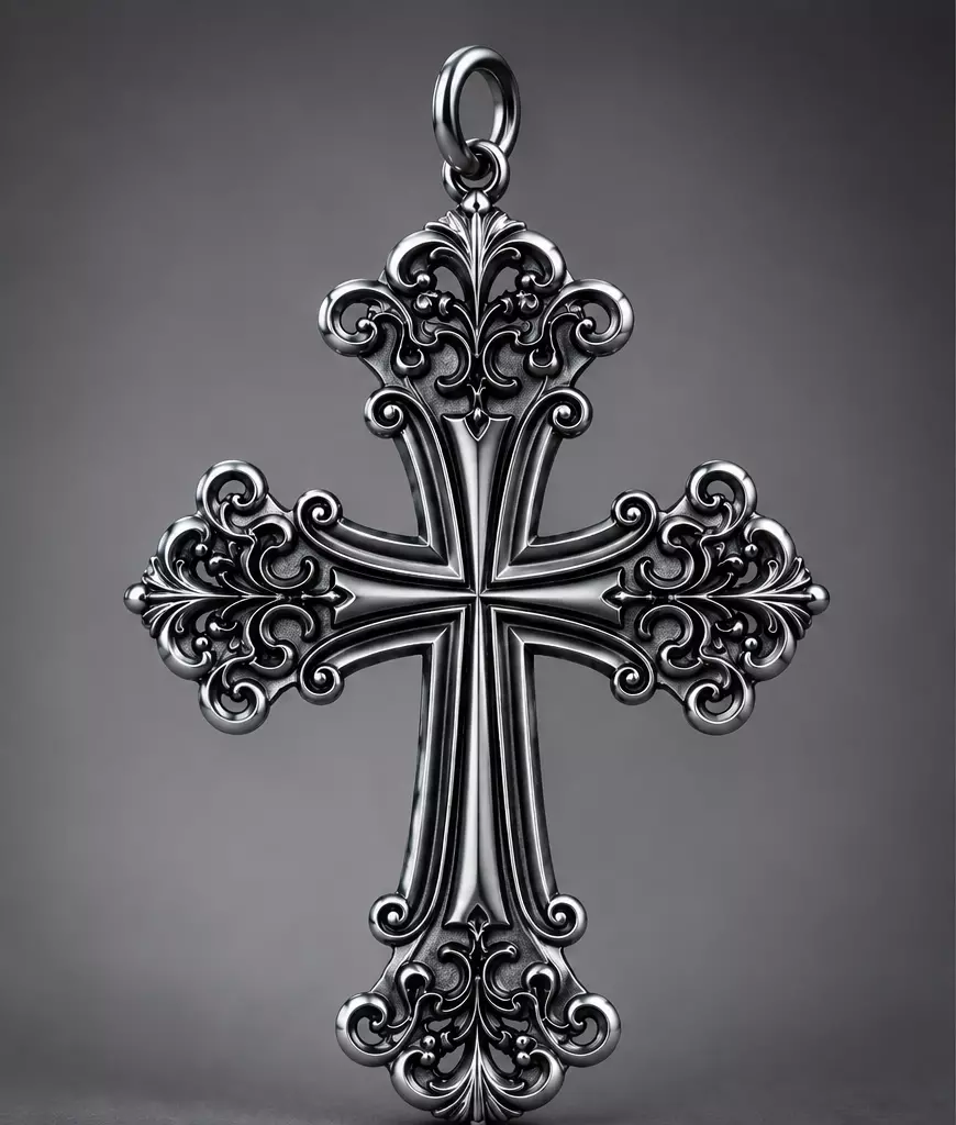 Victorian Baroque Cross Pendant STL for 3D Printing 3D print model