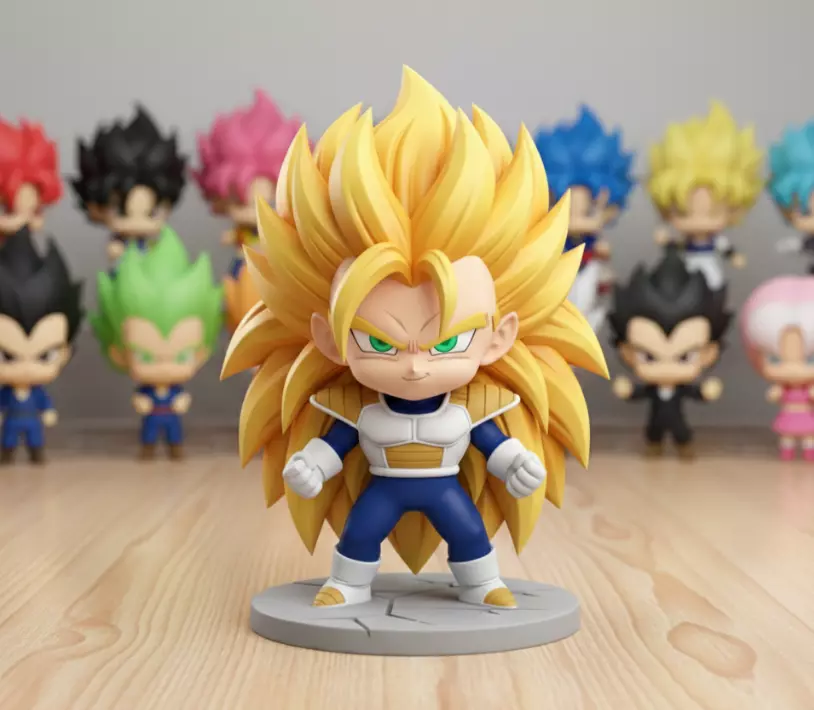Super Saiyan 3 Vegeta Chibi Figure 3D Model 3D print model