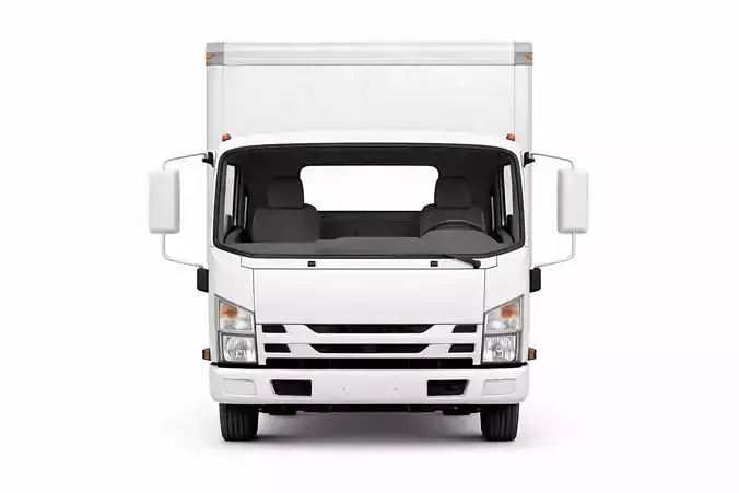 Isuzu NPR Box Truck Low Poly Cargo Delivery Vehicle