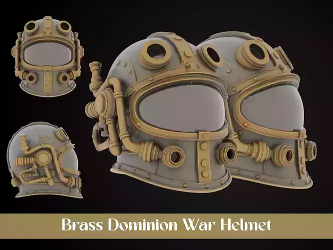 Stylized Steampunk Helmet - Brass Dominion War