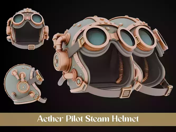 Stylized Steampunk Helmet - Aether Pilot Steam