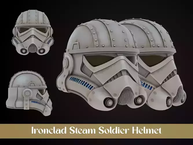 Stylized Steampunk Helmet - Ironclad Steam Soldier