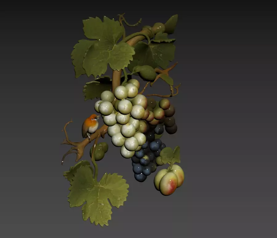 32 Chinese style -3D model of ripe grapes 3D model