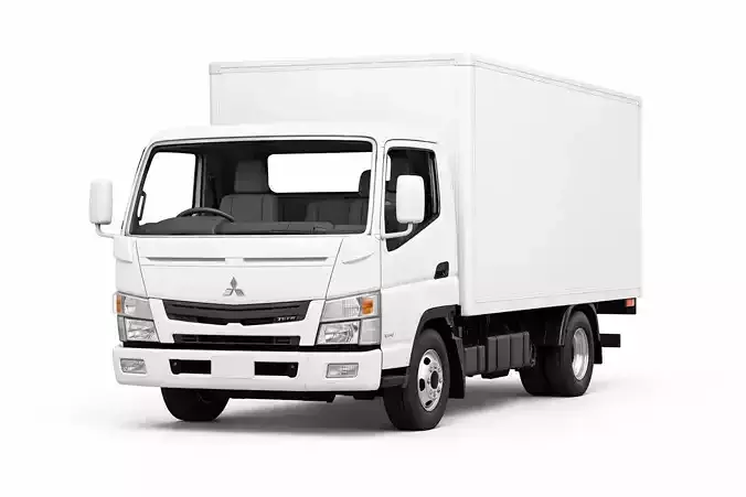 Mitsubishi Fuso Canter Box Truck Low Poly Cargo Model