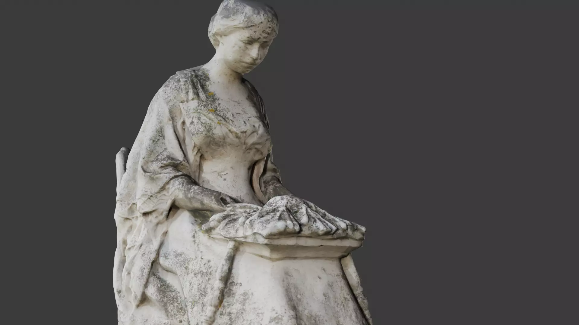 french classical sitting woman statue Low-poly 3D model